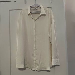 EXPRESS OVERSIZED PORTOFINO BLOUSE L-XL OFFICE CASUAL LUXE IVORY CREAM